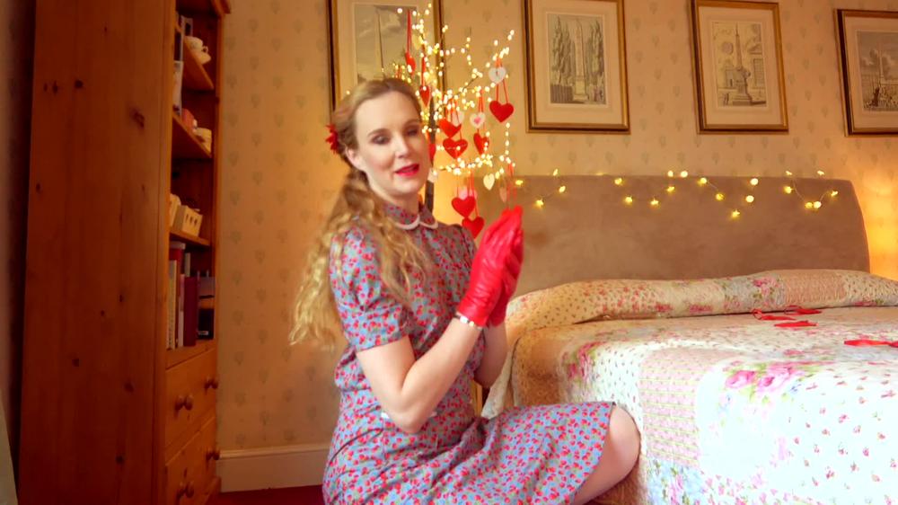 Ariel Anderssen Sensual Red Leather Gloves Valentines