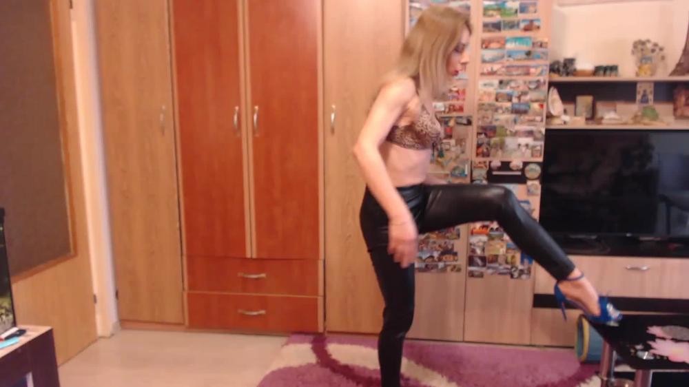 Kinkyporncpl Leather Jacket Pants Heels Striptease