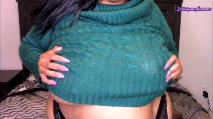 Josie4Yourpleasure Bbw Green Sweater Tits Tease Hd
