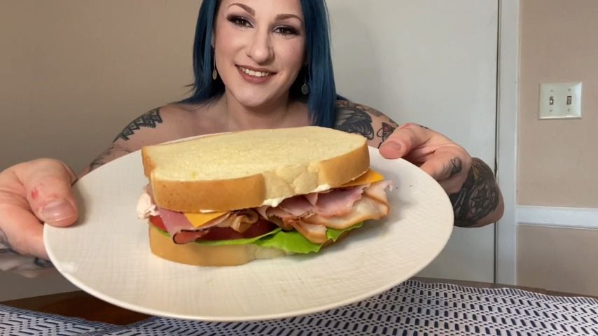 Eating Delicious Sandwich Topless Custom