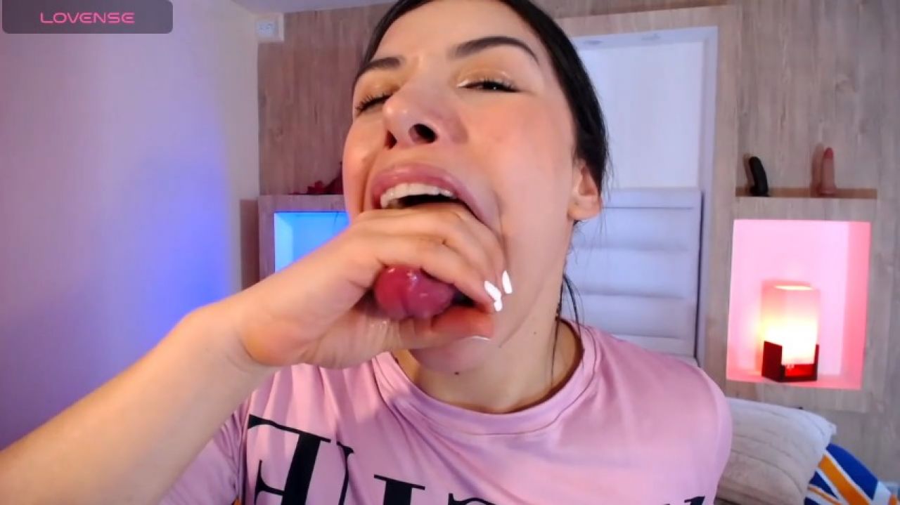 Deep Throat Dildo Devouring with Tongue Action