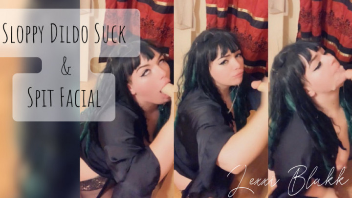 Sloppy Dildo Suck and Spit Facial