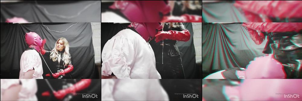 mistresslaura11 10100859 2019 12 12 full clip red pvc glove worship spitting and slapping. my masked gimp is so weak for me and m