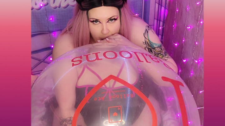 Goth kitten inflates 32" clear balloon - December 01, 2021