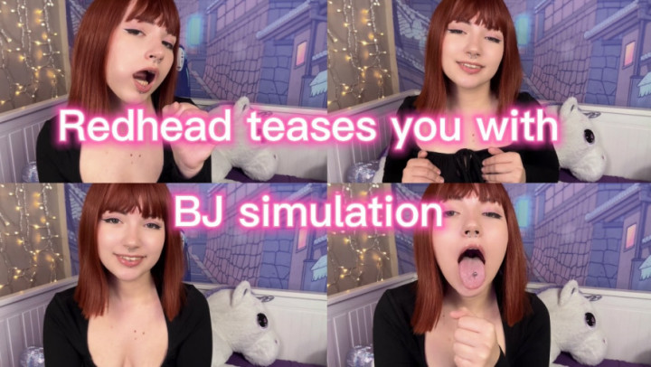 Redhead gives you blowjob simulation
