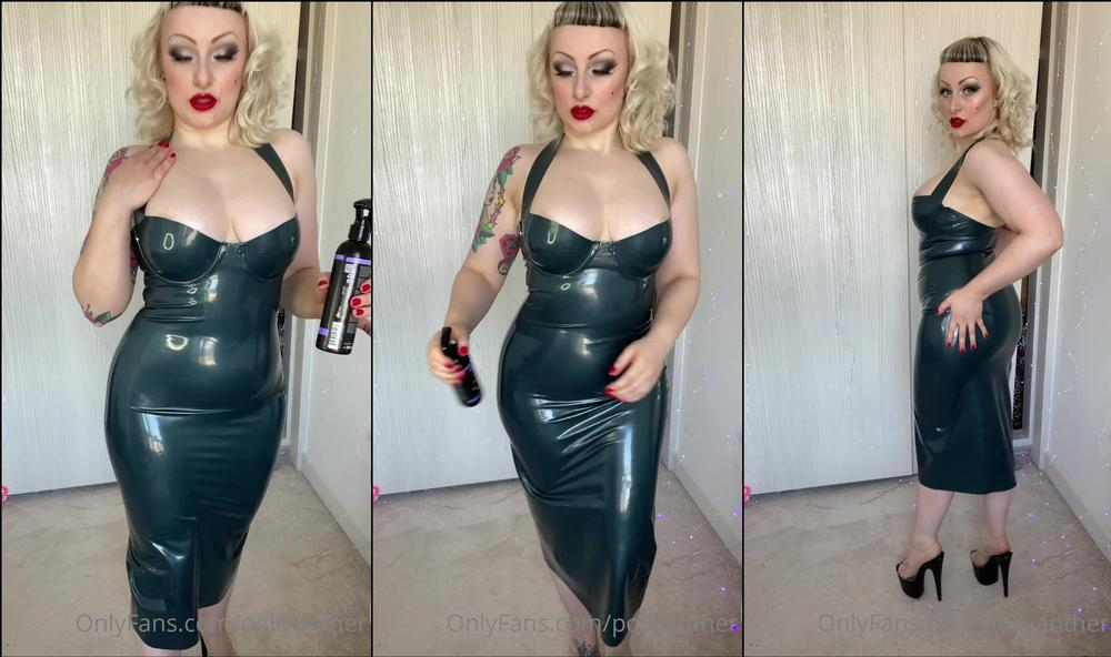 pollyanther 27091054 slippery shiny tight rubber dress would you give me a hand 1