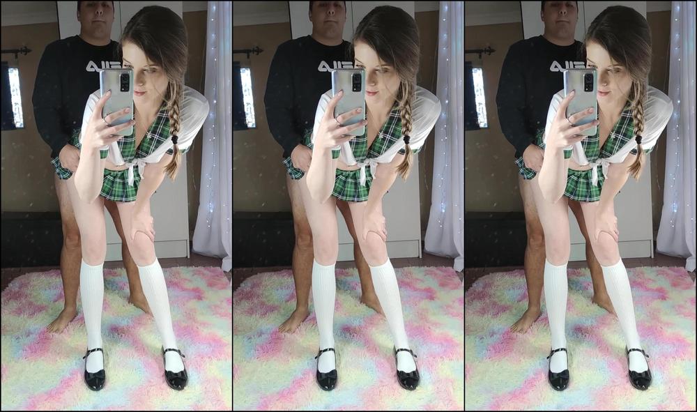 School Girl Records Her First Porno