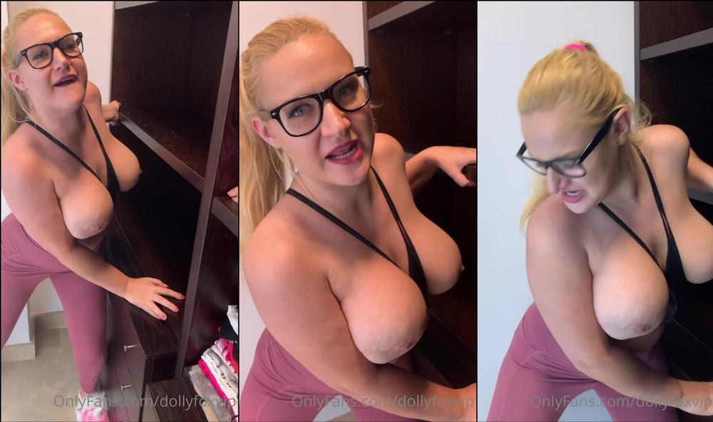 dollyfoxvip 01 04 2021 2070963952 Trying to be a wonder women today moving very big cabinets in my closet. One room down 6 m