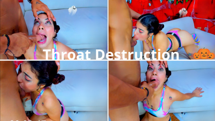 Submissive girl has an exaggerated throat fuck! Destroyed