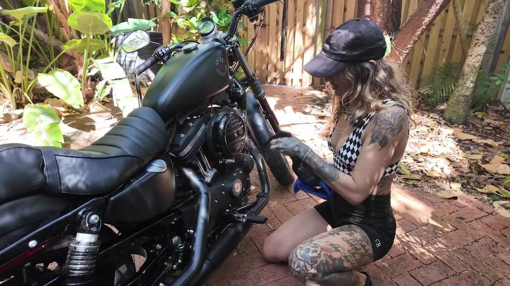 onlyfans 1015422223 it s time for a bit of spring cleaning... with an edge of course surfwithclaire is showing you how she cleans her beloved harley onlyfans.comsurfwithclaire