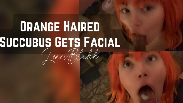 Orange Haired Succubus Takes Facial