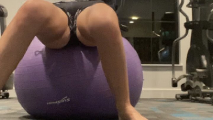 Meganholly00 Public Gym Yoga Ball Stretching Pov