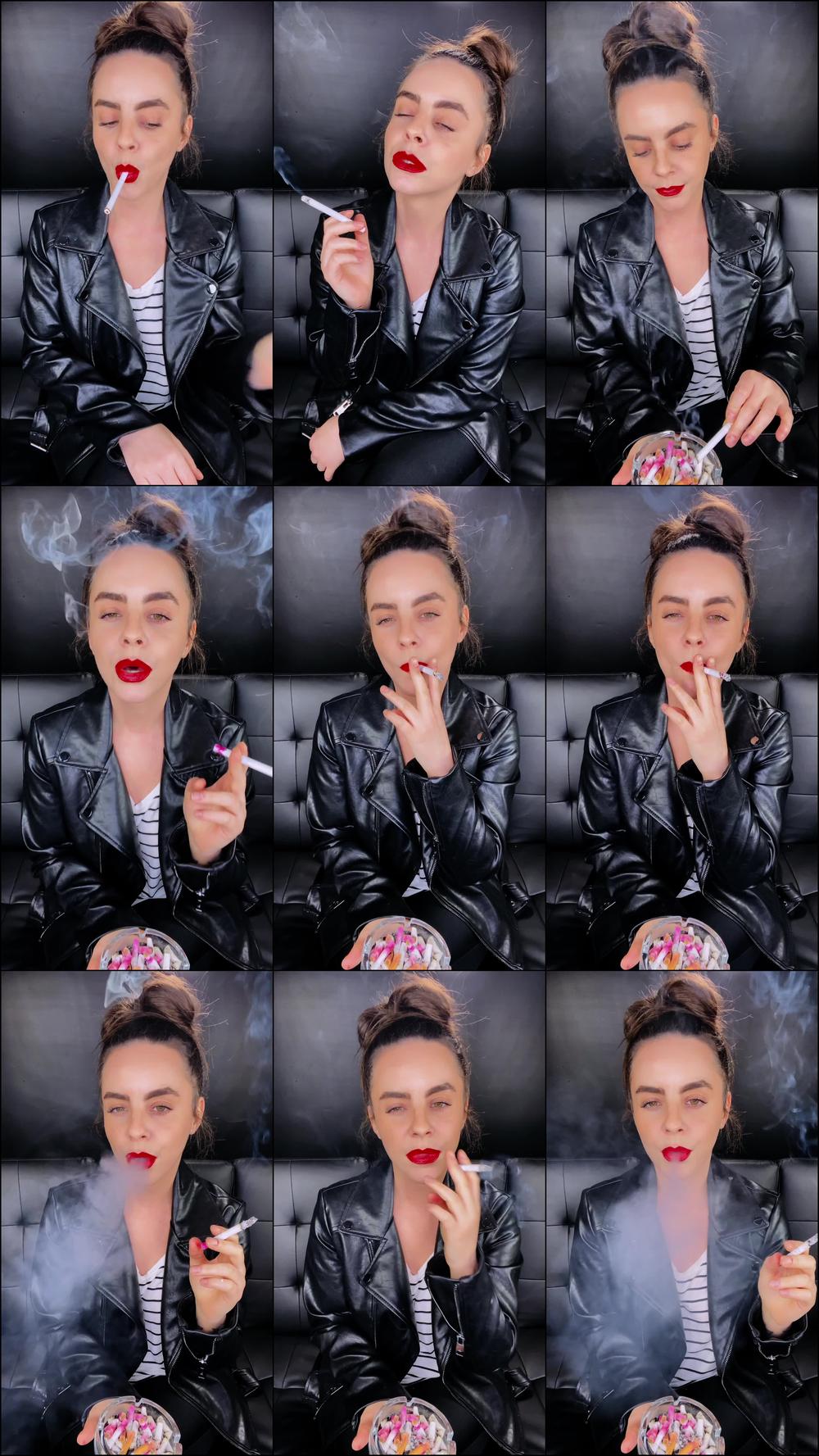 Smoking Marlboro in Leather Jacket
