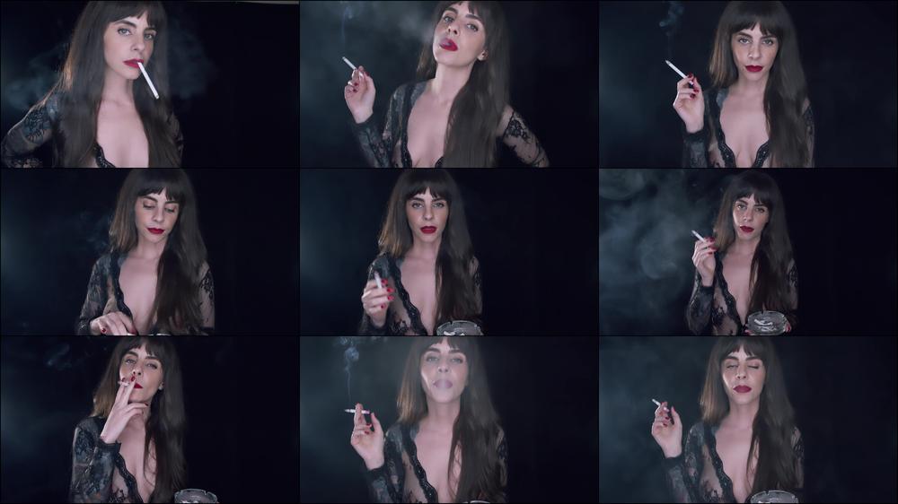 Smoking Marlboro Gold 100s in Lace Robe