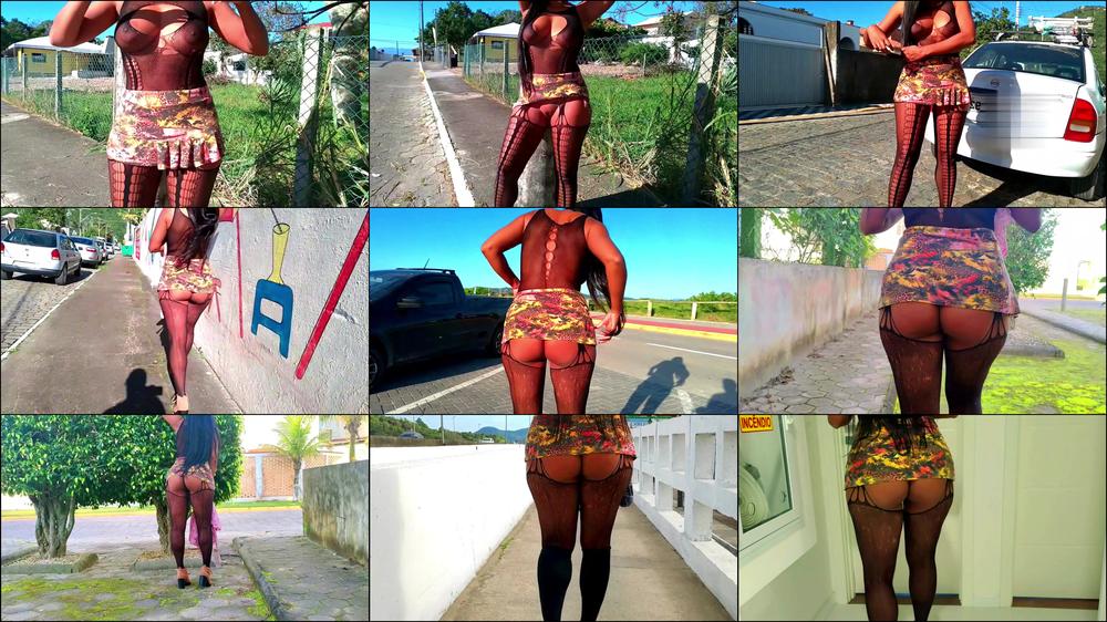 K3X Productions Micro Skirt Bodystocking Walking Around
