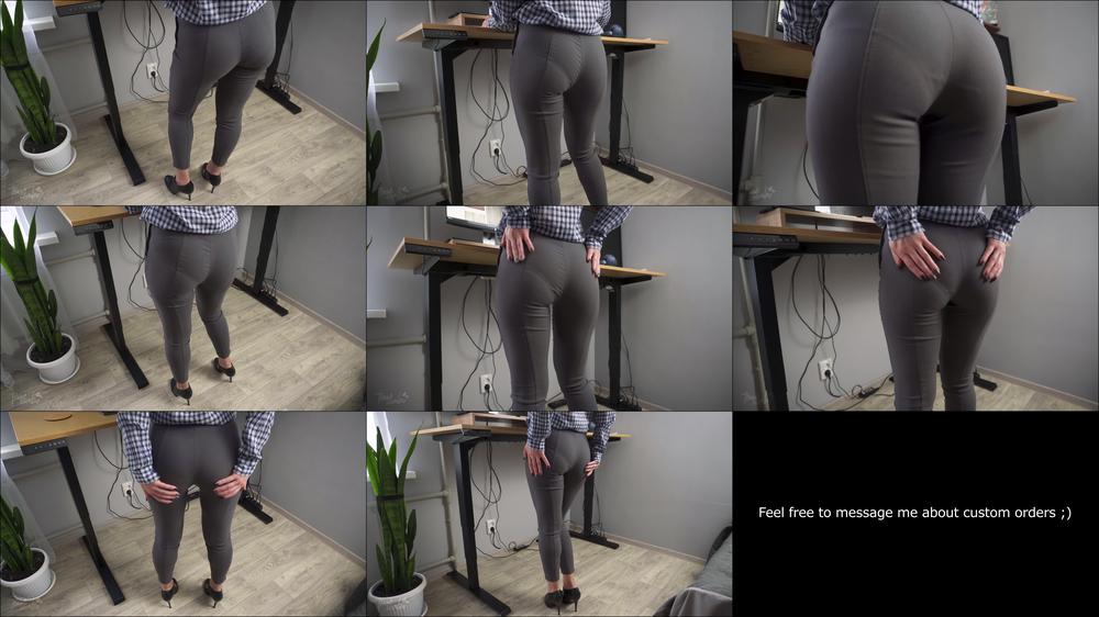 Milf Secretary In Tight Trousers Teases Visible Panty Line