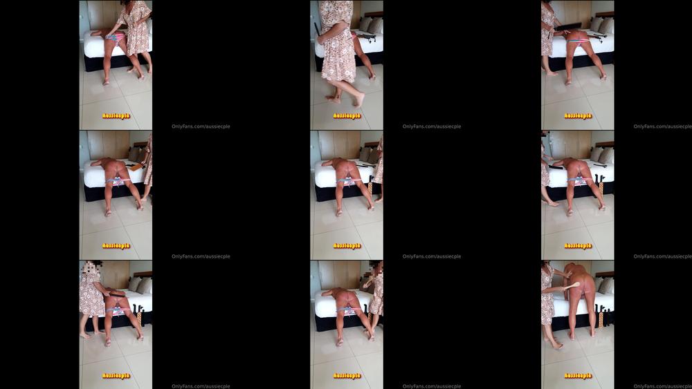 aussiecple 1125916642 my naughty boy bent over the bed to have his bum thrashed 1