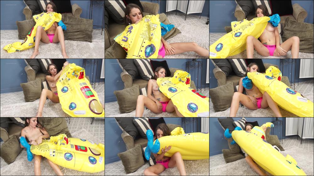 Madison Inflates Sub Pool Toy by Mouth
