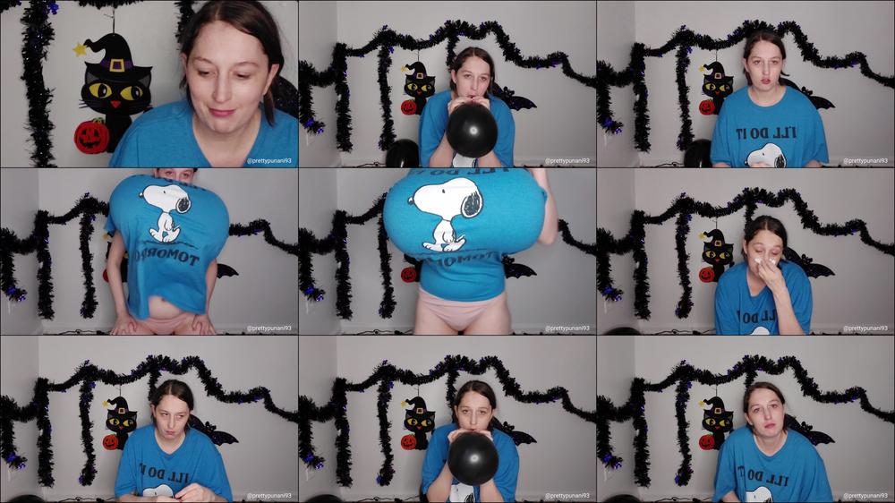 Giggling and Gagging Blowing Air in Balloons