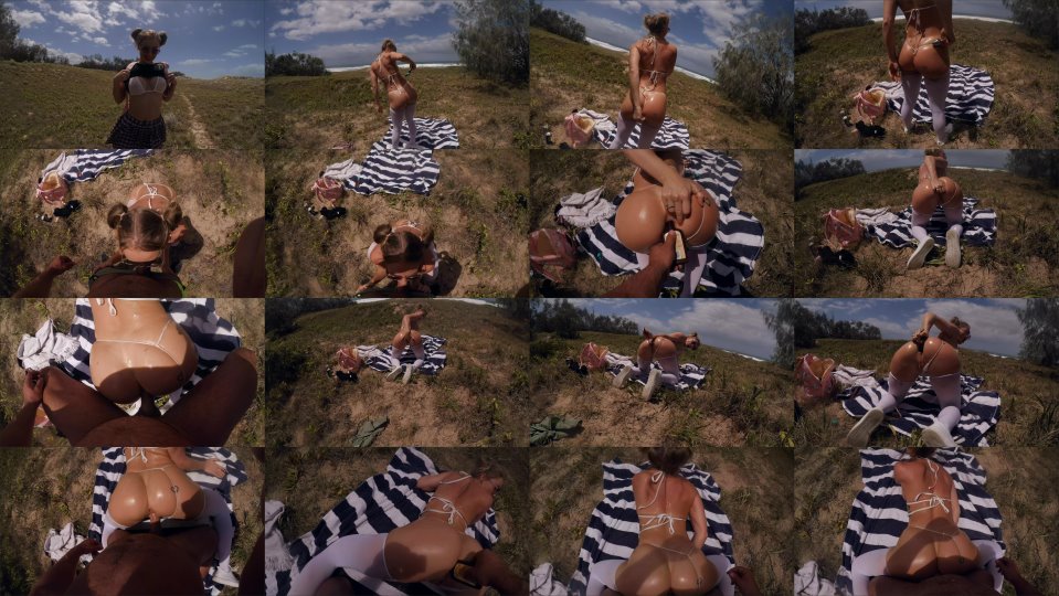 Scarlet Chase Public Beach Oil Ass Fucking