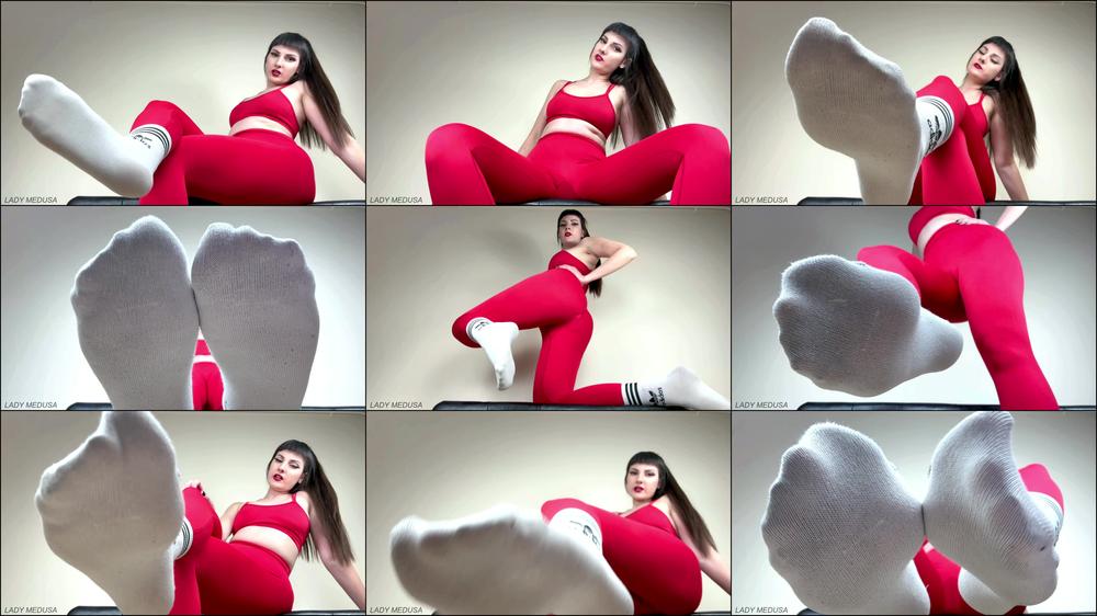 ladymedusa - Pathetic sweaty white socks sniffer loser - sock fetish, gym brat humiliation