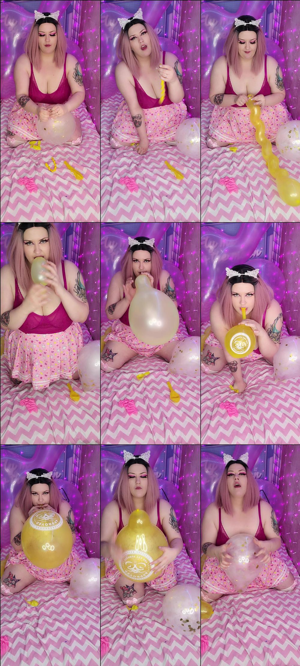 BBW kitten blows yellow balloons - November 30, 2021