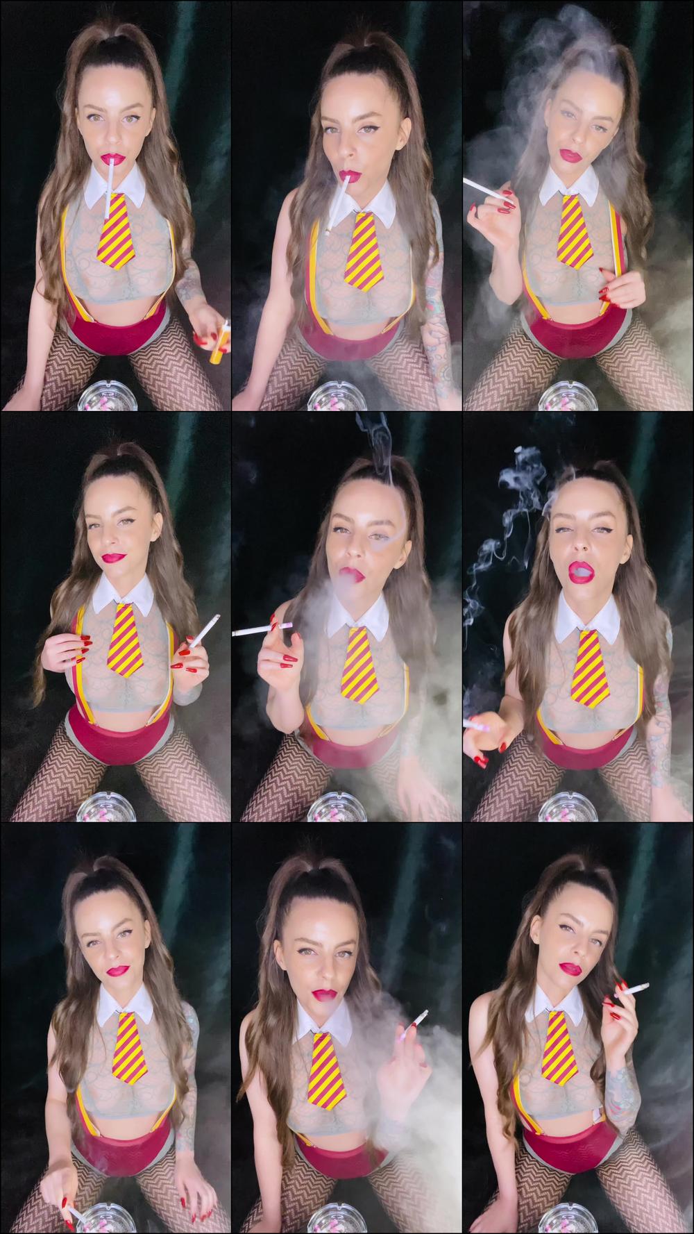 Smoking Spellbinding School Girl