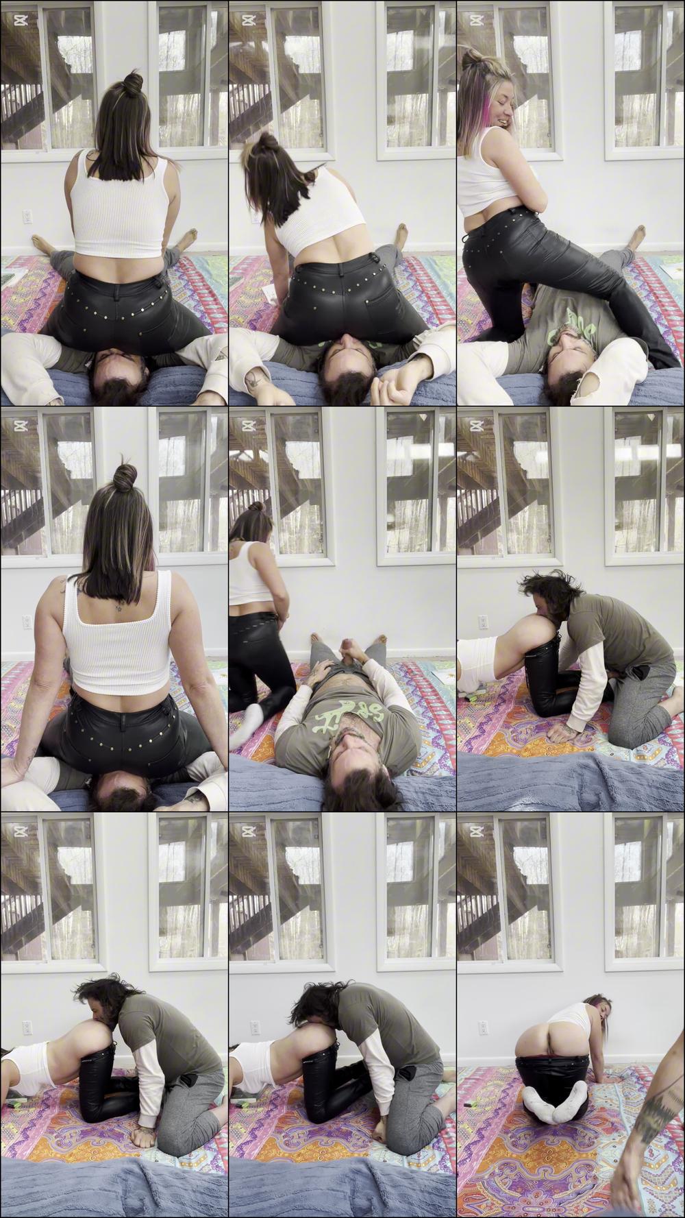 FaceFartingFatality444 - Evil Twin Stepsister Betty Gets Billy Next Morning Hungover Face Farts And Face Spitting In Leather Pants!!