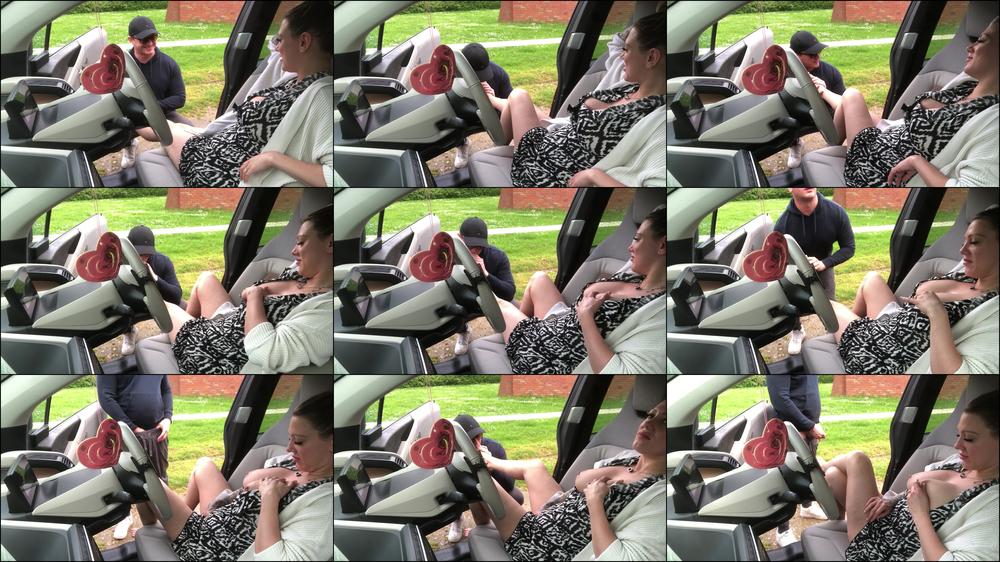 Car Fun - Sub Licks Feet & Cums