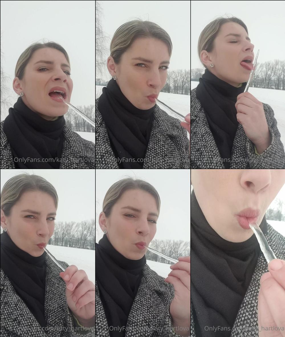 katy_hartlova 12 01 2022 2315098417 I love playing with icicles in the winter, licking them and sucking them and watching them