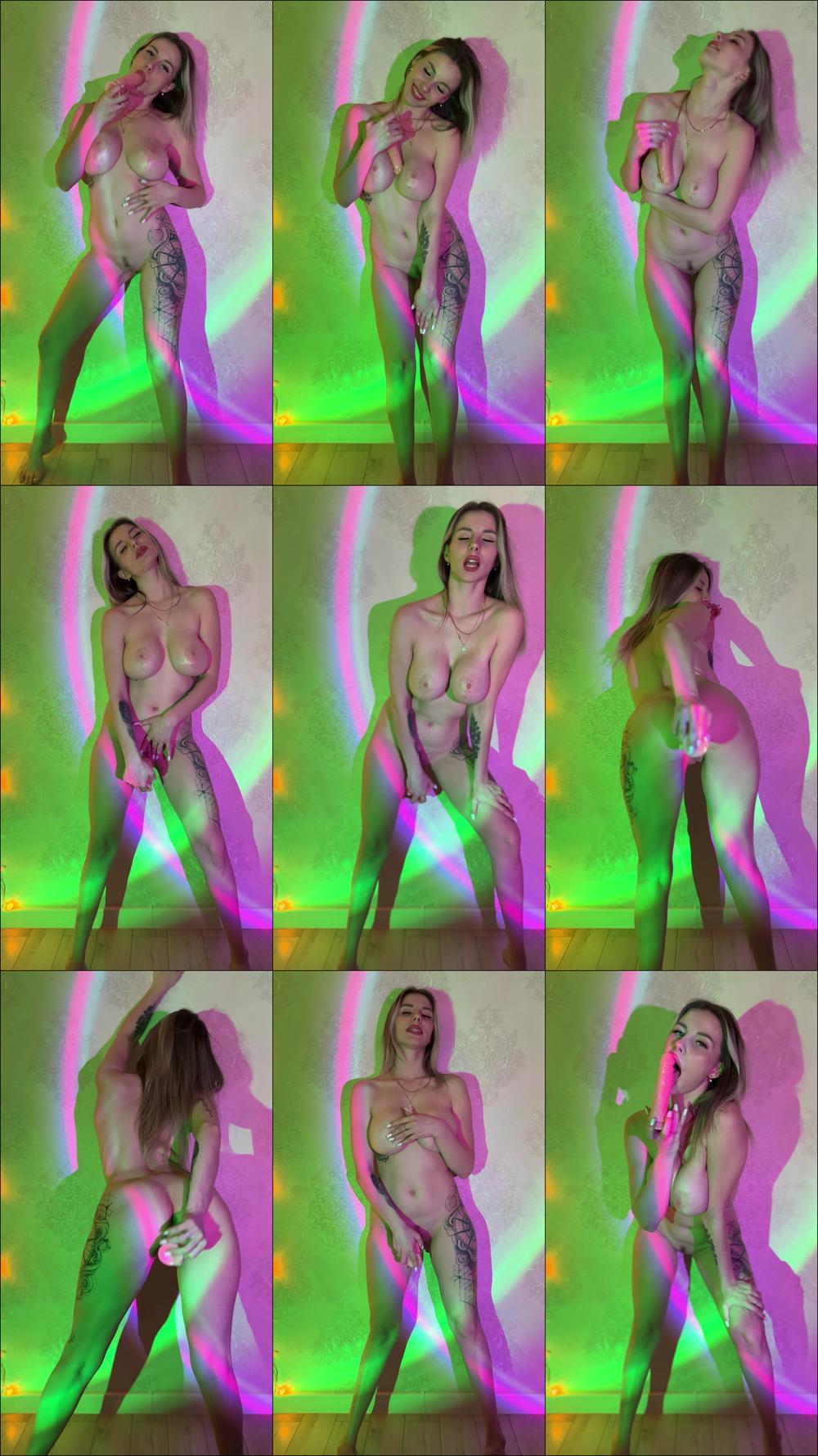 Standing up tits play and masturbating