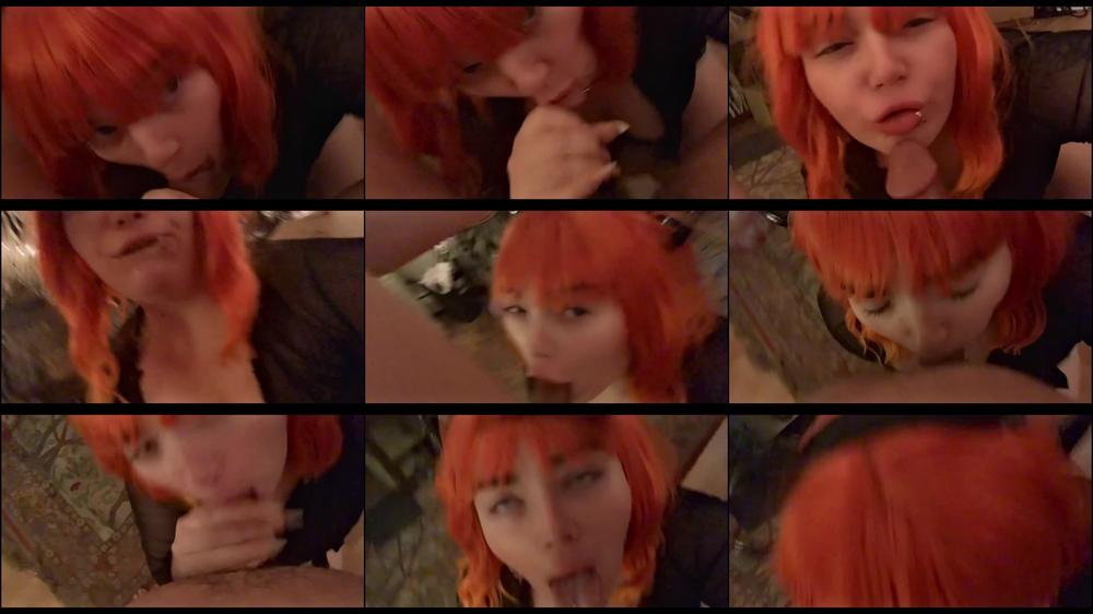 Orange Haired Succubus Takes Facial
