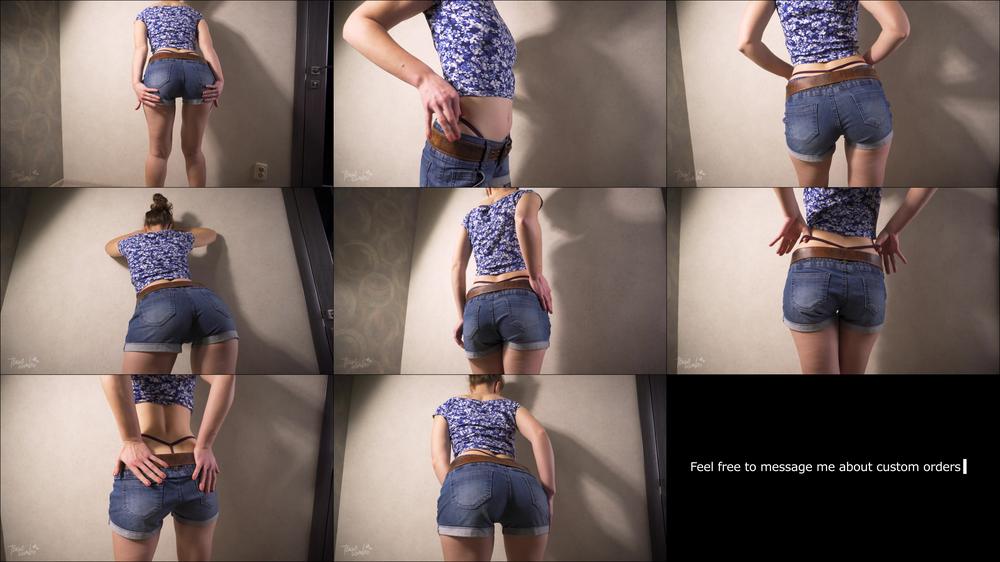 Amateur In Tight Jean Shorts Teasing Her Whale Tail G String