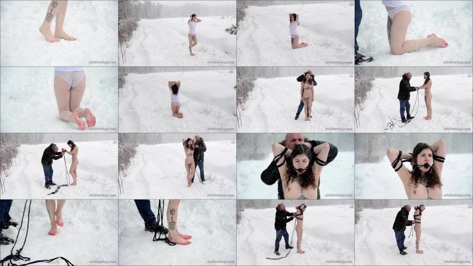 Act Of Bondage Naked And Barefoot Vika Tied Up In The Snow