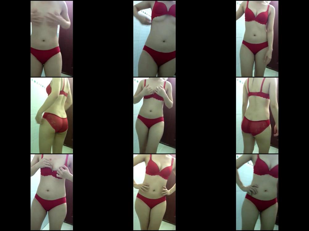 Asian 18 + Teen with red bra & Pantie