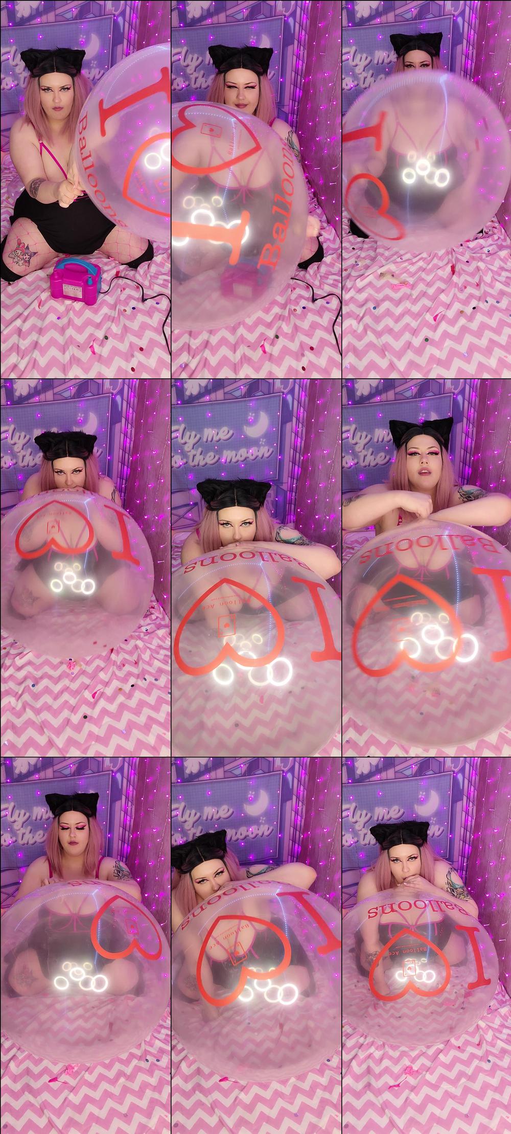 Goth kitten inflates 32" clear balloon - December 01, 2021