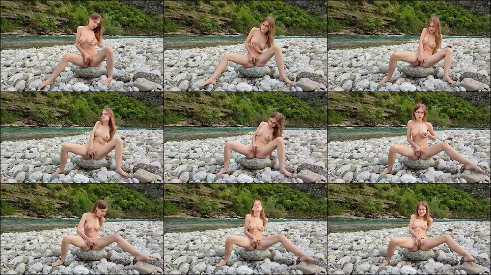 Beautiful girl masturbates in nature