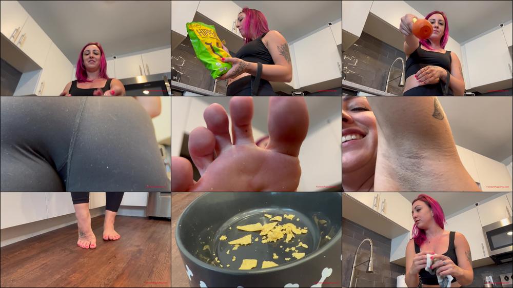 Capri Feeds Her Pup Scraps and Sweat