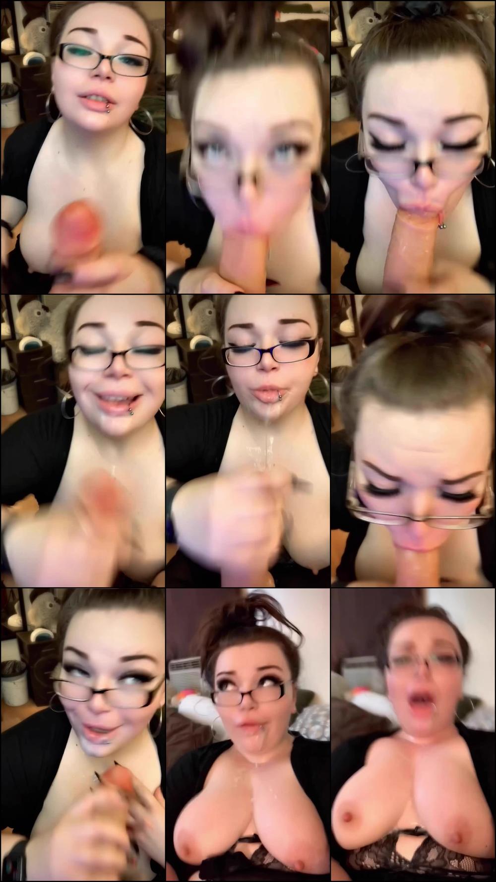 Bitch GF Gets a Mouth & Pussy Full of Cum