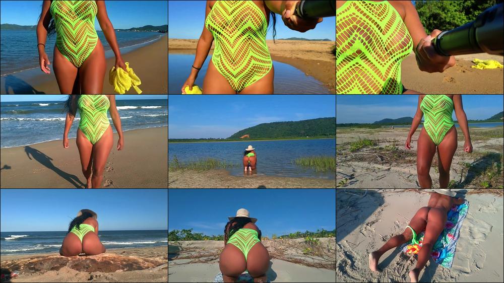 FISHNET SWINWEAR SHOWING OF AT BEACH