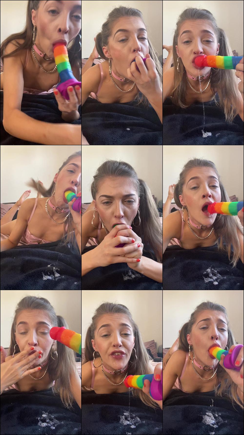 Teen fucks drool out of her pretty mouth