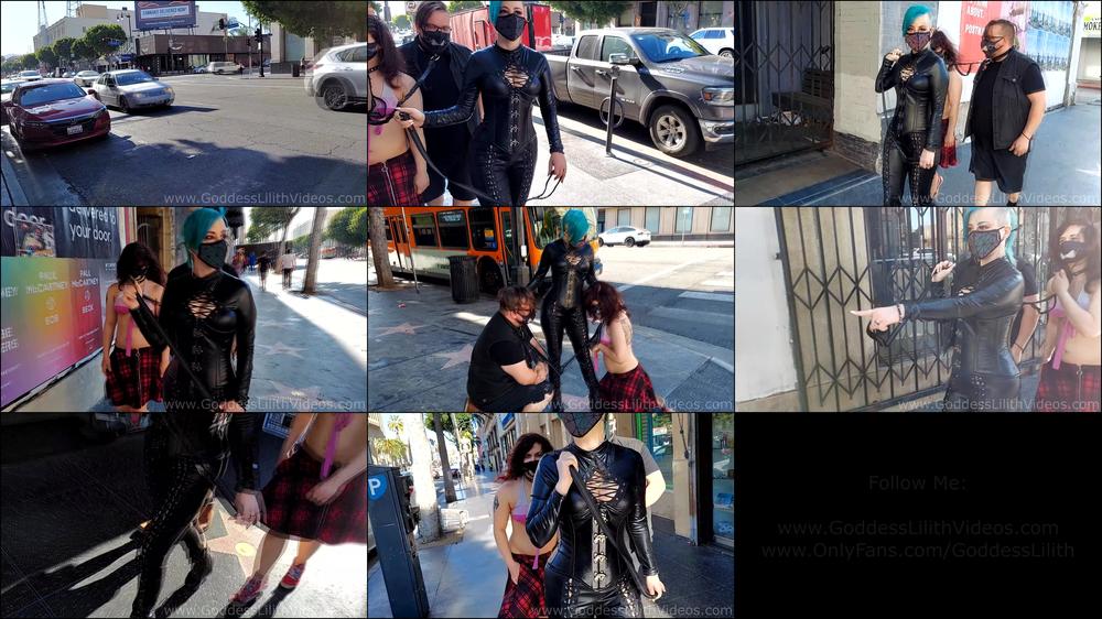 Goddess Lilith Walking My Puppy Subs Down The La Strip