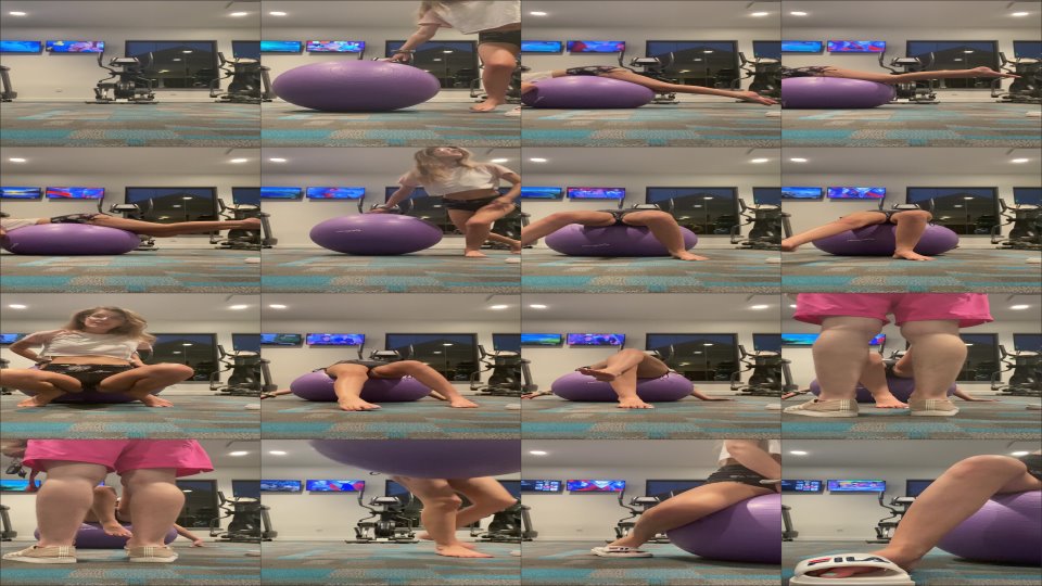 Meganholly00 Public Gym Yoga Ball Stretching Pov