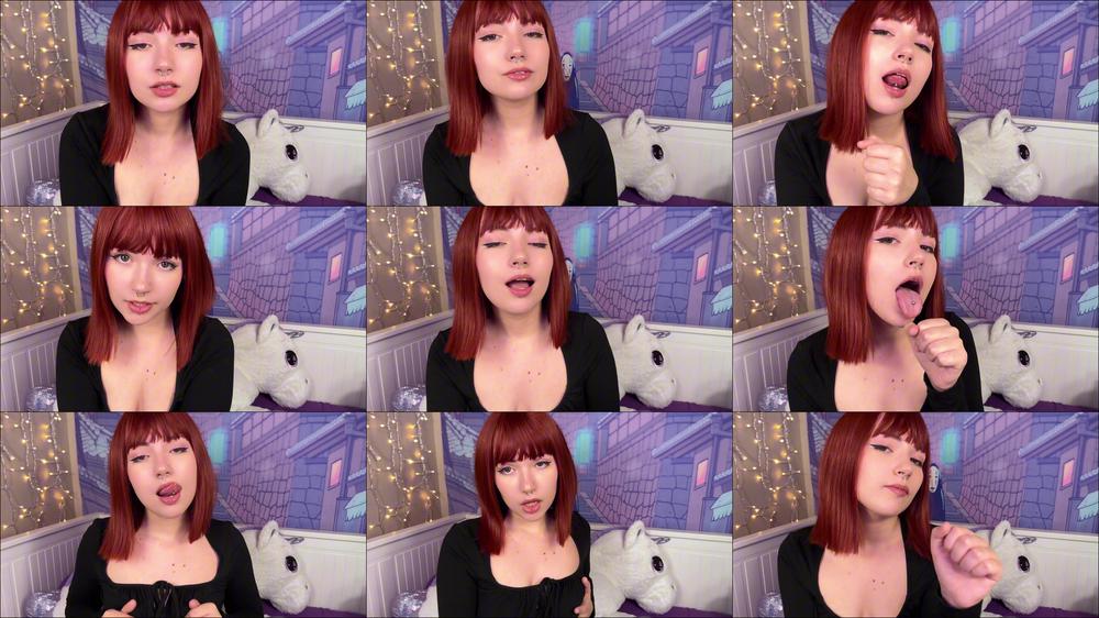 Redhead gives you blowjob simulation