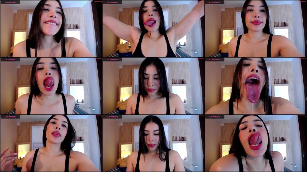 Nasty babe loves to get messy with her tongue