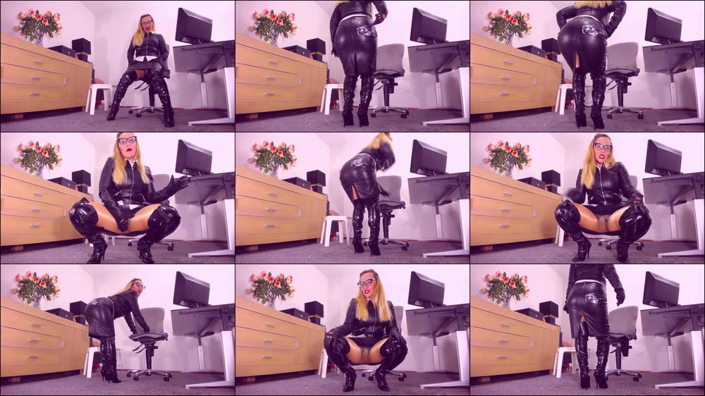 Cuckoldress in a leather outfit turns u into CUCKOLD, CUCK