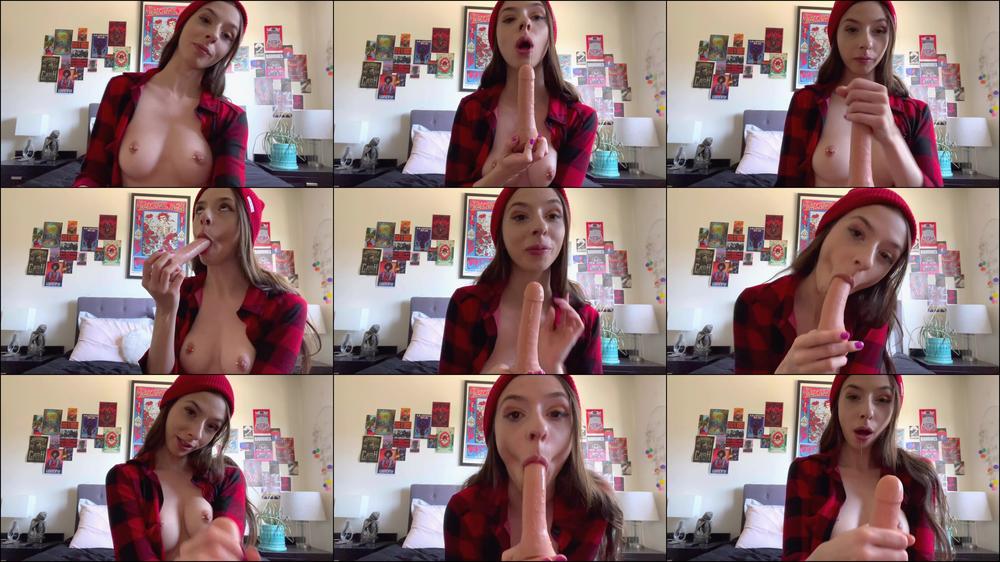 Sucking my dildo while wearing a hat
