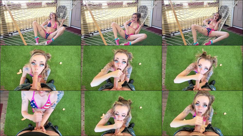 Backyard Bikini Slut Inhales Cock Meat