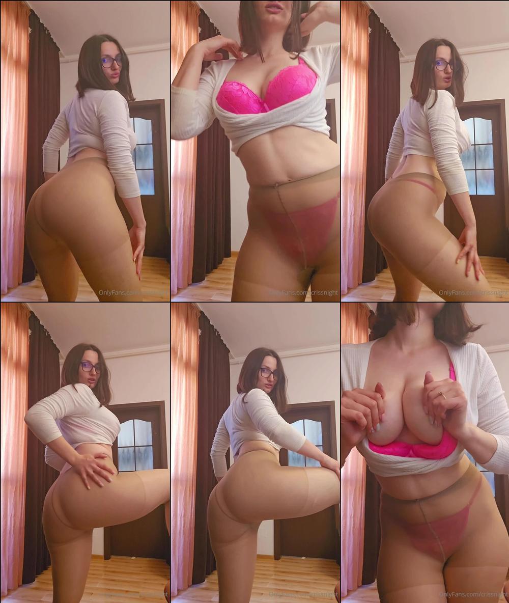 crissnight 1042236092 dancing in pantyhose and pink bikini 1
