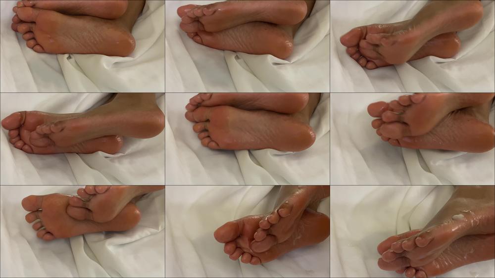 Up Close Oil Feet While Fuck Cum On